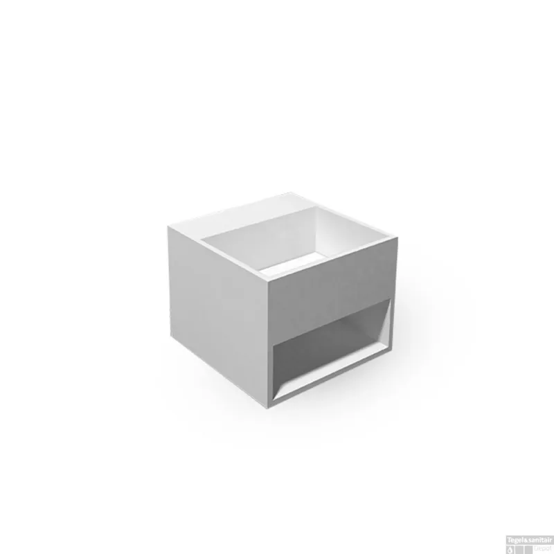 Wastafel EH Design Fondo 325x325x250 mm Cube Solid Surface Mat Wit Direct Verzonden