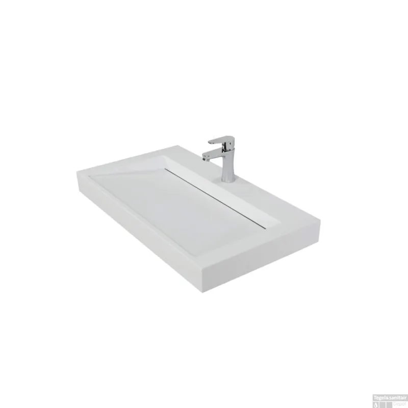 Wastafel BWS Hoya 80x45.5 cm Met Kraangat Mat Wit Rechtstreeks Van De Fabrikant