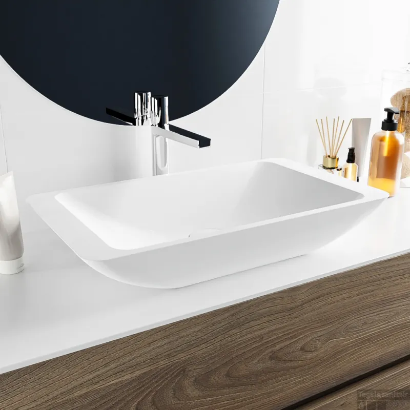 Actieprijs MONDIAZ TOPI Waskom solid surface 60cm kleur Talc / Talc