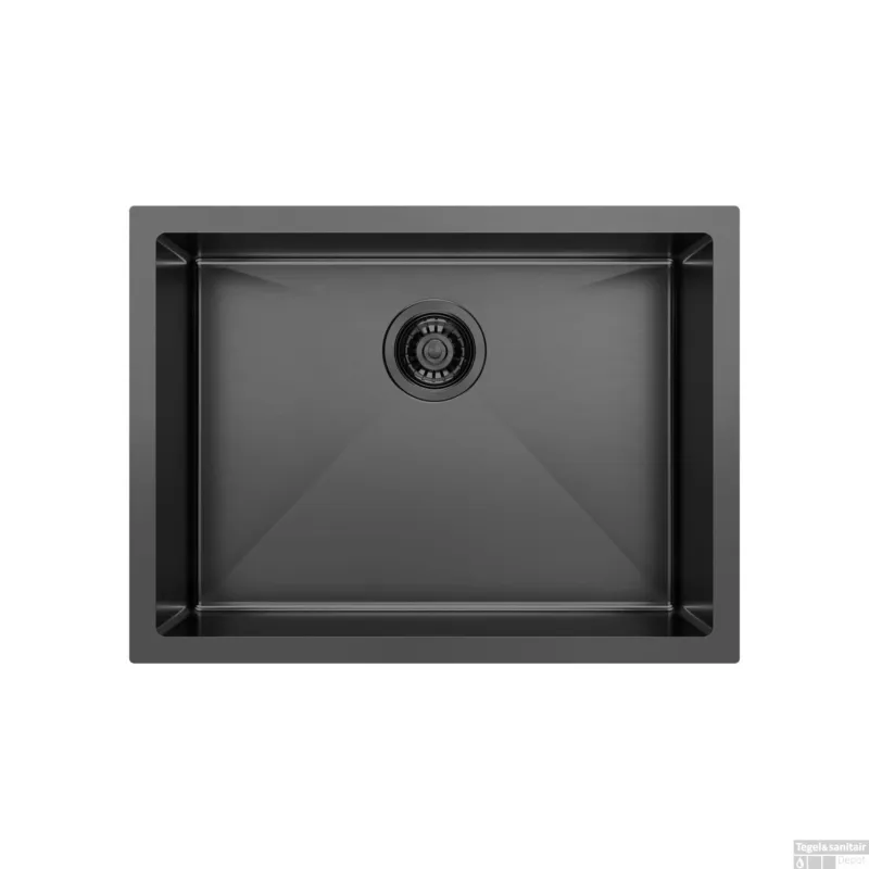 Uitverkoop Inbouw Wastafel Sapho Zenith 60x45 cm RVS Antraciet PVD