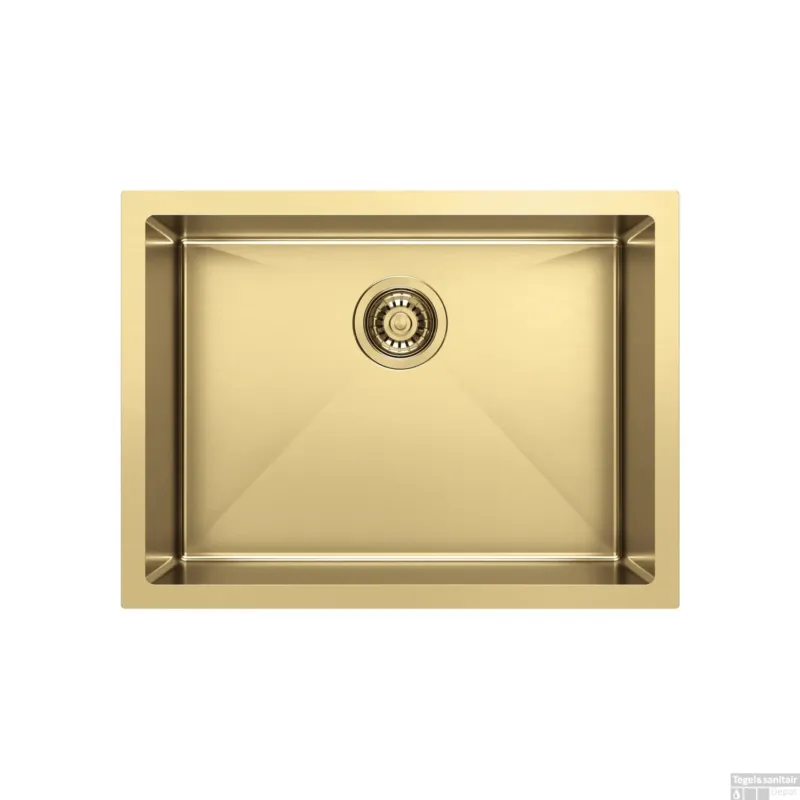 Tijdelijk Beschikbaar Inbouw Wastafel Sapho Zenith 60x45 cm RVS Goud PVD