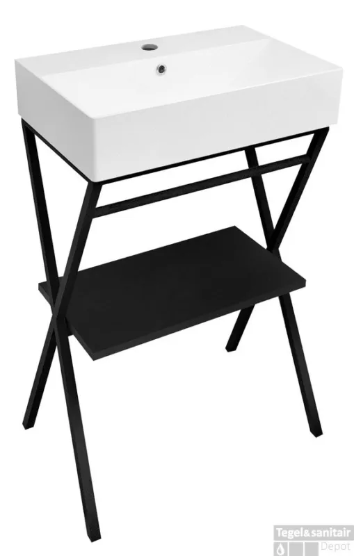 Fabrieksprijs Wastafel met Onderplank Sapho Puno 60x88x42 cm Wit