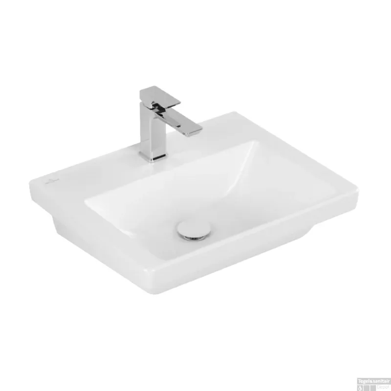 Wastafel Villeroy & Boch Subway 3.0 Met CeramicPlus 1 Kraangat Zonder Overloop 55x44x16.5 cm Stone White Alleen Vandaag