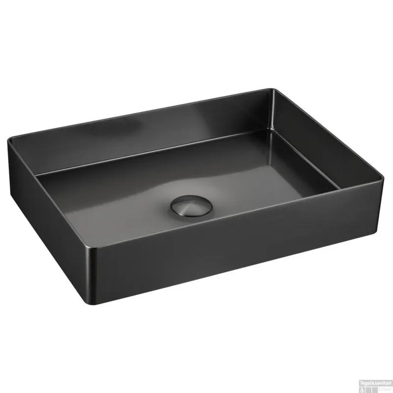 Dagaanbieding Waskom Sapho Aurum Vierkant 50 x 35 cm RVS Antraciet