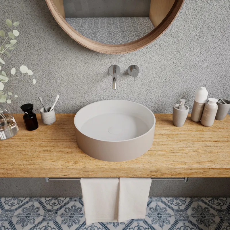 Opbouwwastafel Ideavit Solidthin 40x40x12.5 cm Solid Surface Grijs Beige Favoriet