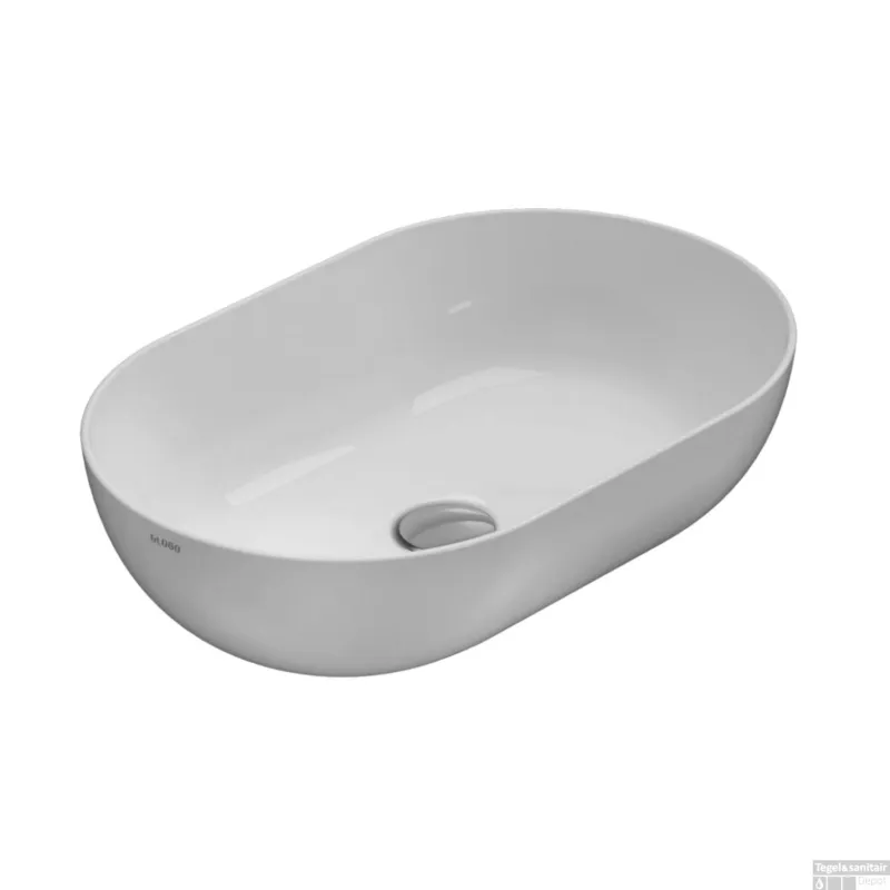 Hoge Kwaliteit Waskom Luca Sanitair Blobo 60x41x16cm Opzet Wastafel (Zonder Overloop) Wit