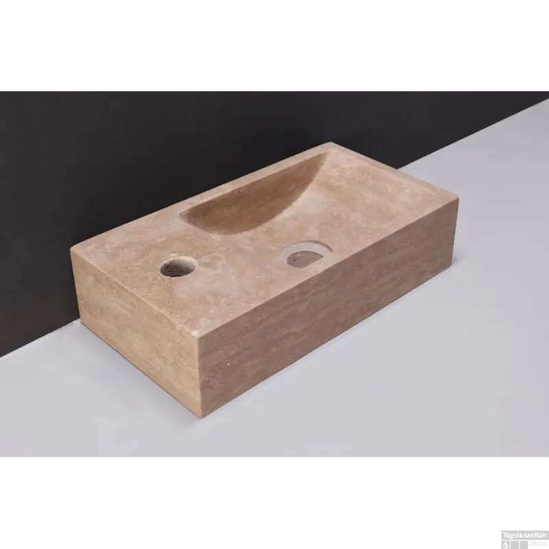Fontein Forzalaqua Venetia Travertin Gezoet Zonder Kraangat Links 40x22x10 cm Populair