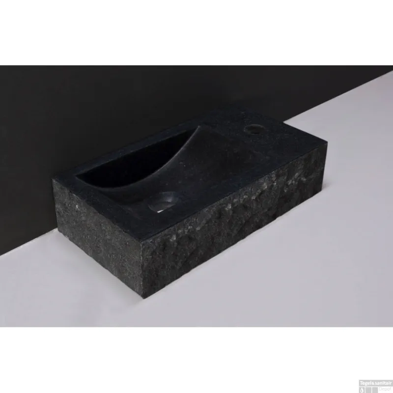 Actieprijs Fontein Forzalaqua Venetia Graniet Gezoet En Gekapt Met Kraangat Rechts 40x22x10 cm
