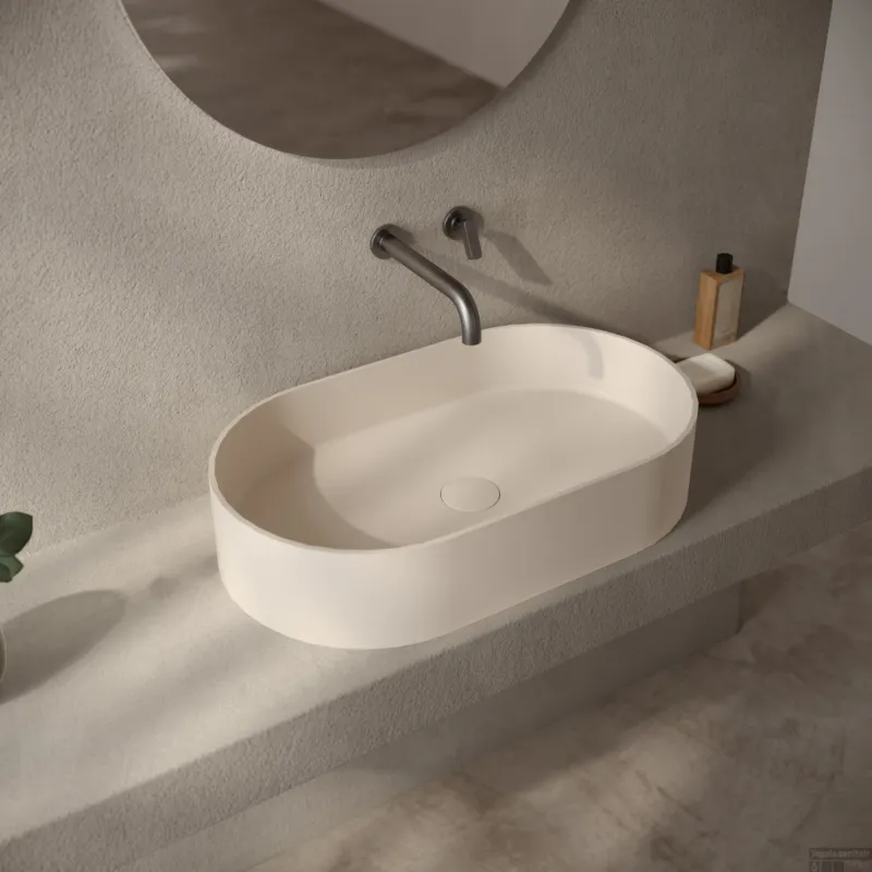 Gratis Retour Opbouwwastafel Ideavit Solidthin 60x35x12.5 cm Solid Surface Mat Crème