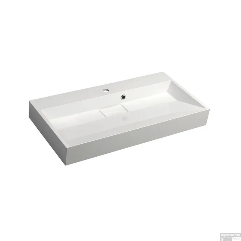Gereduceerde Prijs Wastafel Sapho Amur Rechthoek 90x46x12.5 cm Cast Marble Wit
