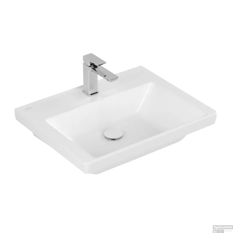 Goedkoop Wastafel Villeroy & Boch Subway 3.0 Met CeramicPlus 1 Kraangat Geen Overloop 60x47x16.5 cm Stone White