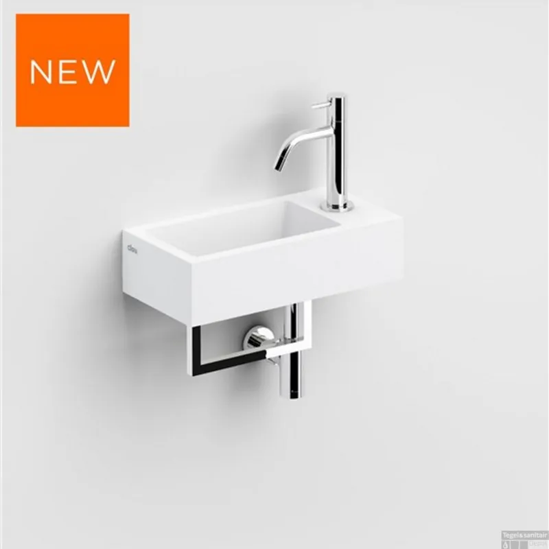 Fontein Clou Flush 3 36x18x9cm Aluite Inclusief Handdoekhouder Chroom (Met Voorbewerkt Kraangat Rechts) Uitverkoop