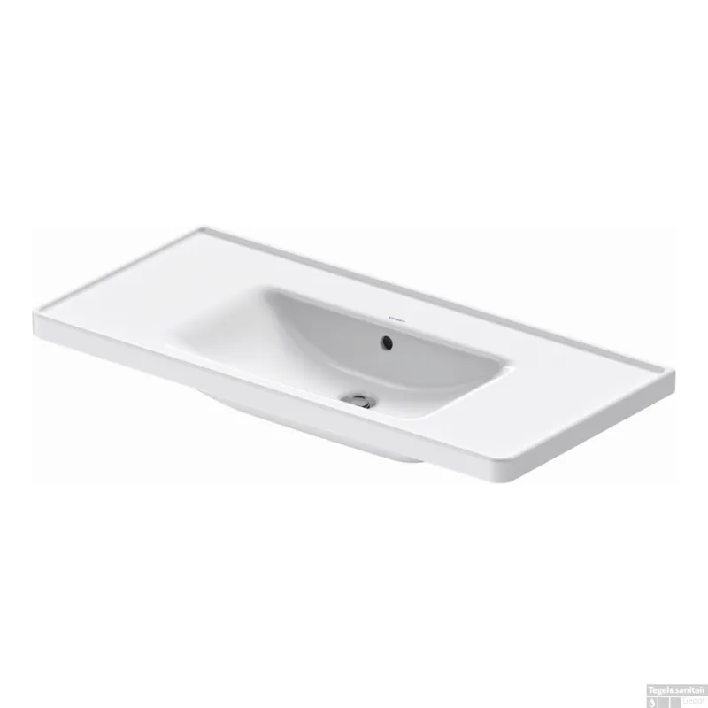 Koop Online Wastafel Duravit D-Neo Met Overloop Kraanvlak Zonder Kraangat 100.5 cm Hoogglans Wit