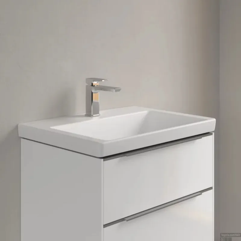 Wastafel Villeroy & Boch Subway 3.0 Met CeramicPlus 1 Kraangat Zonder Overloop 65x47x16.5 cm Stone White Must-Have