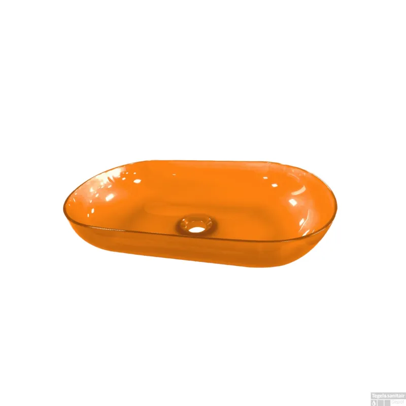 Op = Op Waskom Best Design Opbouw 54x34x12 cm Resin Transparant Oranje