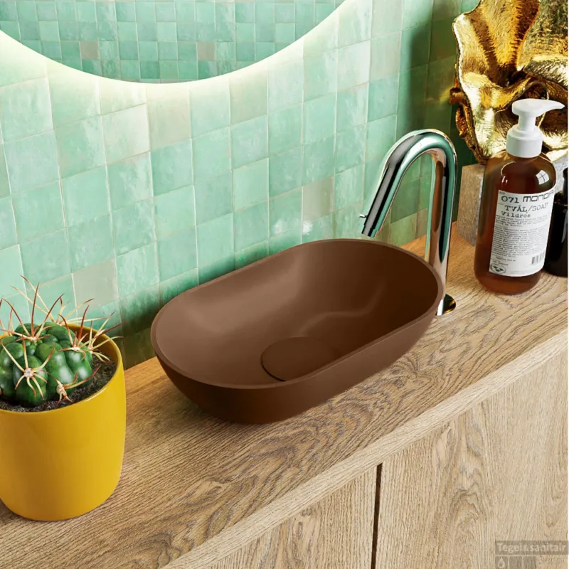 Lage Kosten MONDIAZ POOLE solid surface opzetkom kleur Rust Rust. Afmeting 30x18x8cm