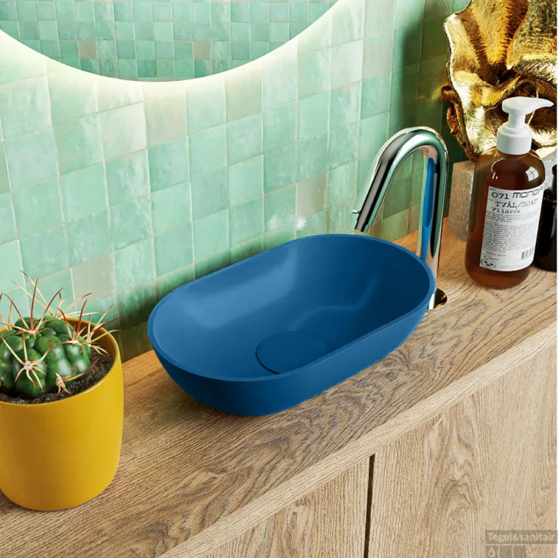 MONDIAZ POOLE solid surface opzetkom kleur Jeans Jeans. Afmeting 30x18x8cm Bestseller