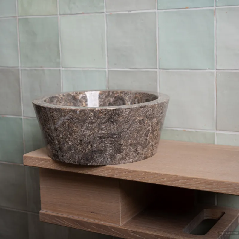 Beperkte Voorraad Waskom Loutro Bali T Rond 25x25x12 cm Marmer Taupe