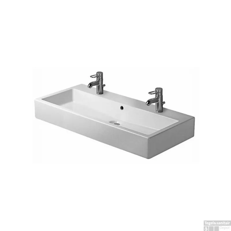 Goedkoop Duravit Vero Meubelwastafel 2 Kraangaten 100x47x17.5 cm Rechthoek Keramiek Glanzend Wit