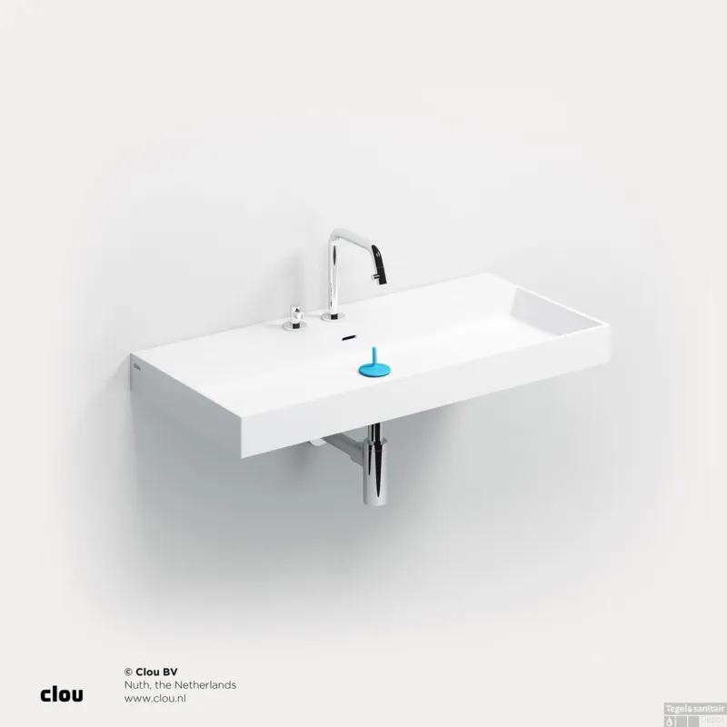 Wastafel Clou Wash Me 90x42x8 cm Solid Surface Mat Wit Exclusieve Aanbieding