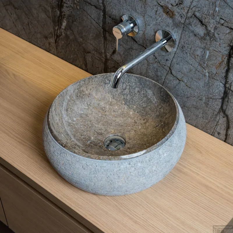 Waskom Loutro Rocky T Rond 40x40x15 cm Marmer Taupe Bestseller