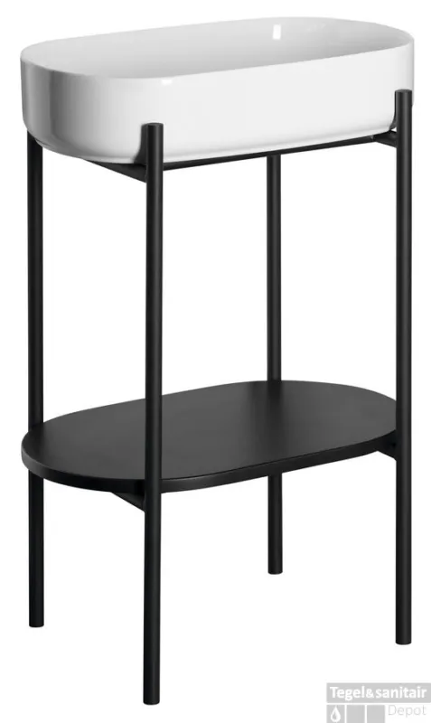 Finale Uitverkoop Wastafel met Onderplank Sapho Puno 55x86x36 cm Zwart