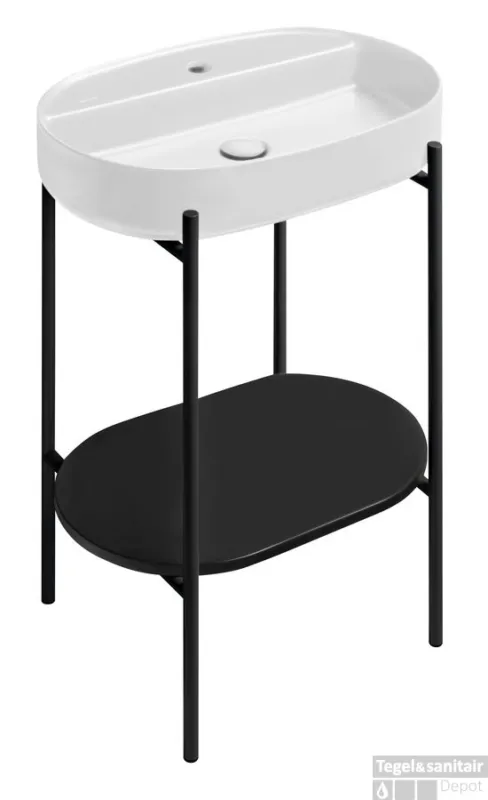 Wastafel met Onderplank Sapho Puno 60x86x39,6 cm Zwart Beperkt Aanbod