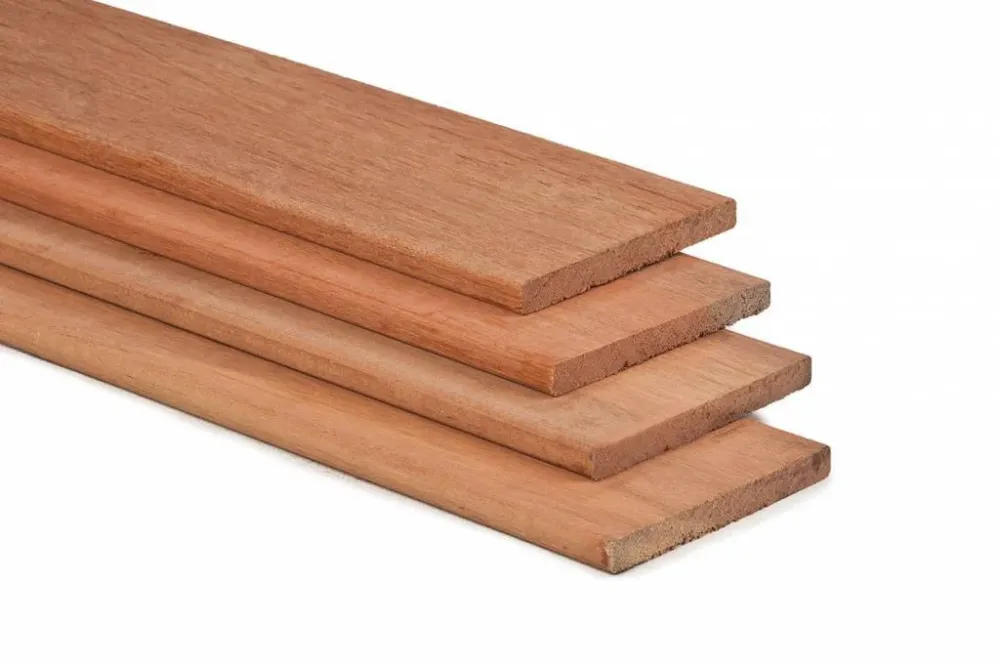 Hardhouten Plank 15x140mm Geschaafd 2x V-groef - Hardhouten Plank Geschaafd 2x V-groef |1.5x14.0x430cm Seizoensaanbieding