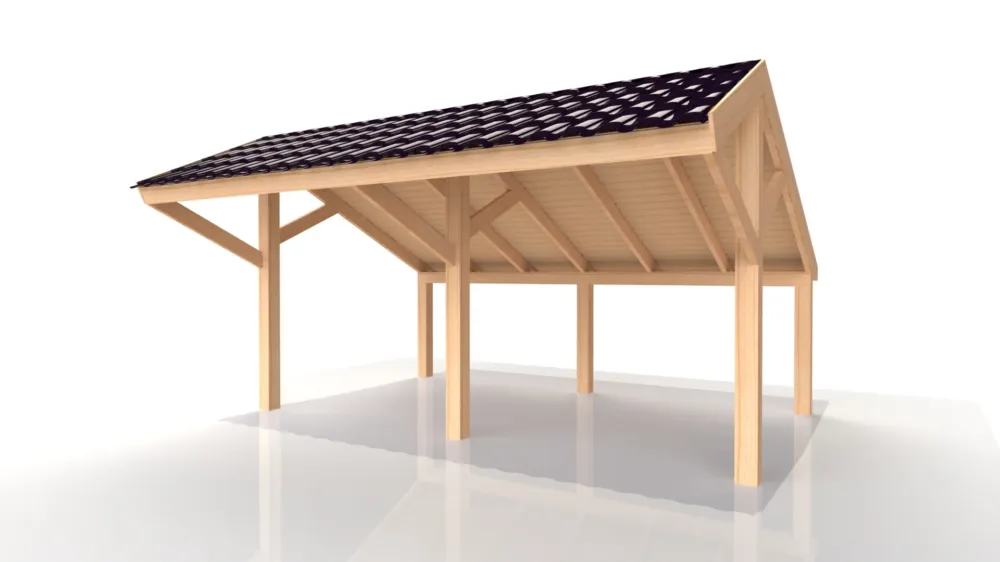 Tijdelijk Beschikbaar Douglas Kapschuur Middenstaander 500x350 cm | 5x3,5 m - Zijwand Dubbel Bekleed Zwart Gespoten