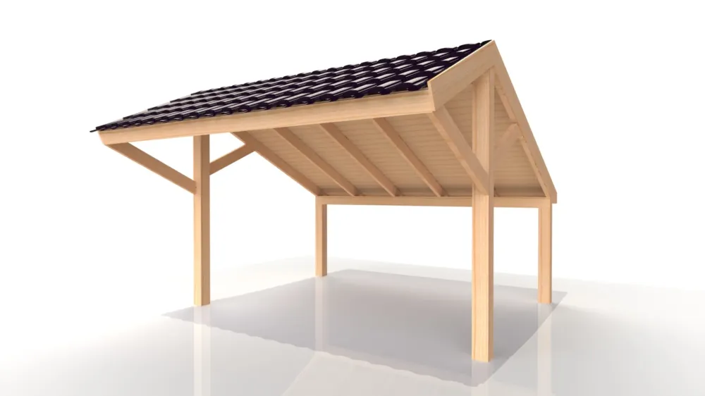 Aanbieding Douglas Kapschuur Middenstaander 400x400 cm | 4x4 m - Zijwand Enkel Bekleed Zwart Gedompeld