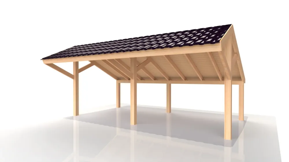 Seizoensaanbieding Douglas Kapschuur Middenstaander 600x400 cm | 6x4 m - Zijwand Enkel Bekleed Zwart Gespoten