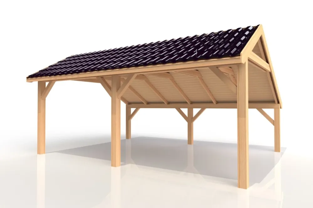 Douglas Kapschuur Eindstaander 600x350 cm | 6x3,5 m - Zijwand Enkel Bekleed Zwart Gespoten Shop Nu