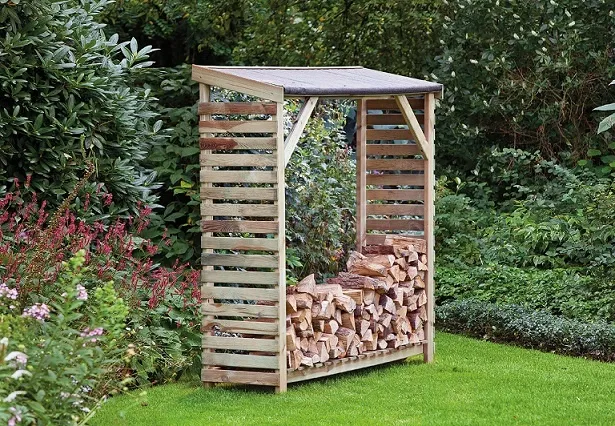 Berging voor open haardhout grenen groen geïmpregneerd B180 x D50 x H180 cm - Openhaardhoutberging Veilige Betaling