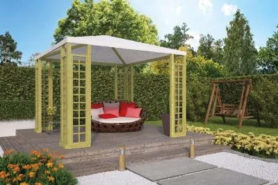 Fabrieksprijs Paviljoen 3x3m - Houten paviljoen met zeildak