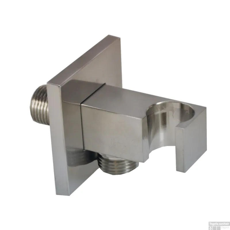 Gratis Retour Wiesbaden Rombo handdouchehouder met 1/2 inch aansluiting en opsteek RVS look