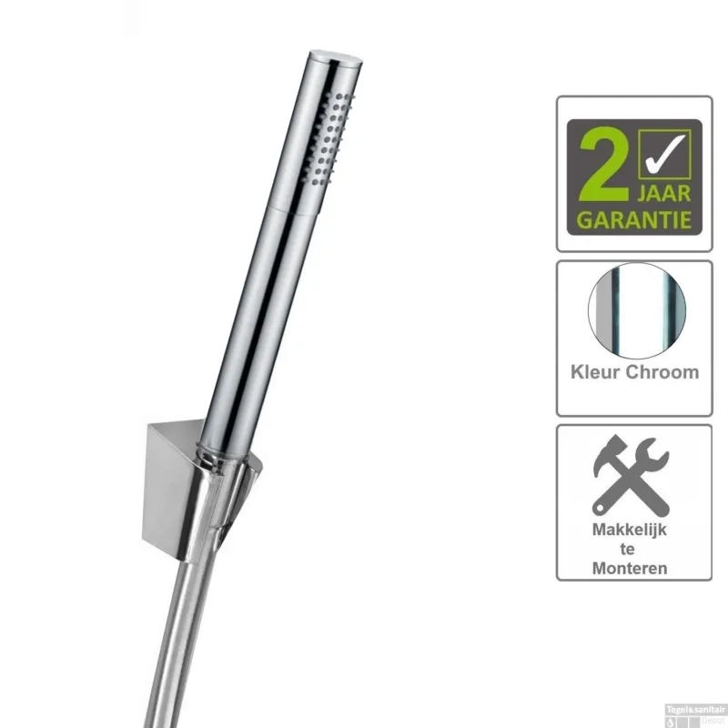 BWS Handdoucheset Rond Met Slang En Houder 150cm Chroom Dagaanbieding