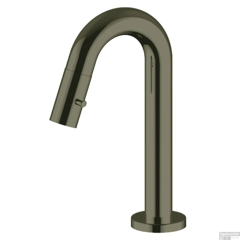 Fonteinkraan Opbouw Salenzi Giro Gebogen Gegalvaniseerd Messing Zwart Chroom OUTLET Direct Verzonden