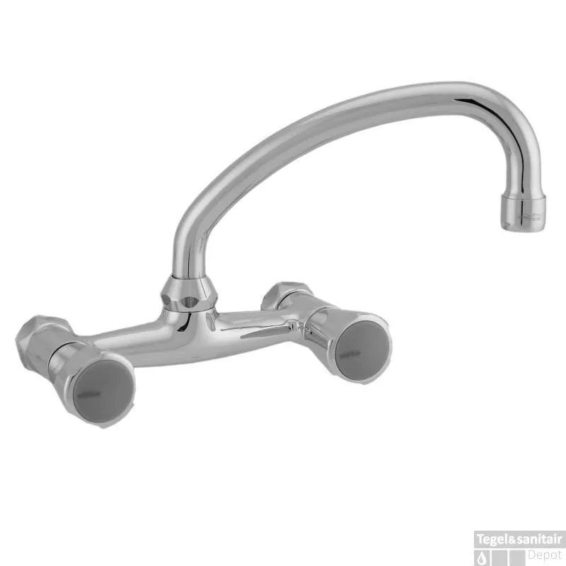 Rechtstreeks Van De Fabrikant Venlo Nimbus Ii Messing Eco Keukenkraan Wandmodel Met Draaibare Bovenuitloop Chroom