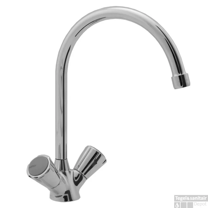 Venlo Nimbus Ii Messing Eco Keukenkraan Met Uitloop 20 Cm. Chroom Premium