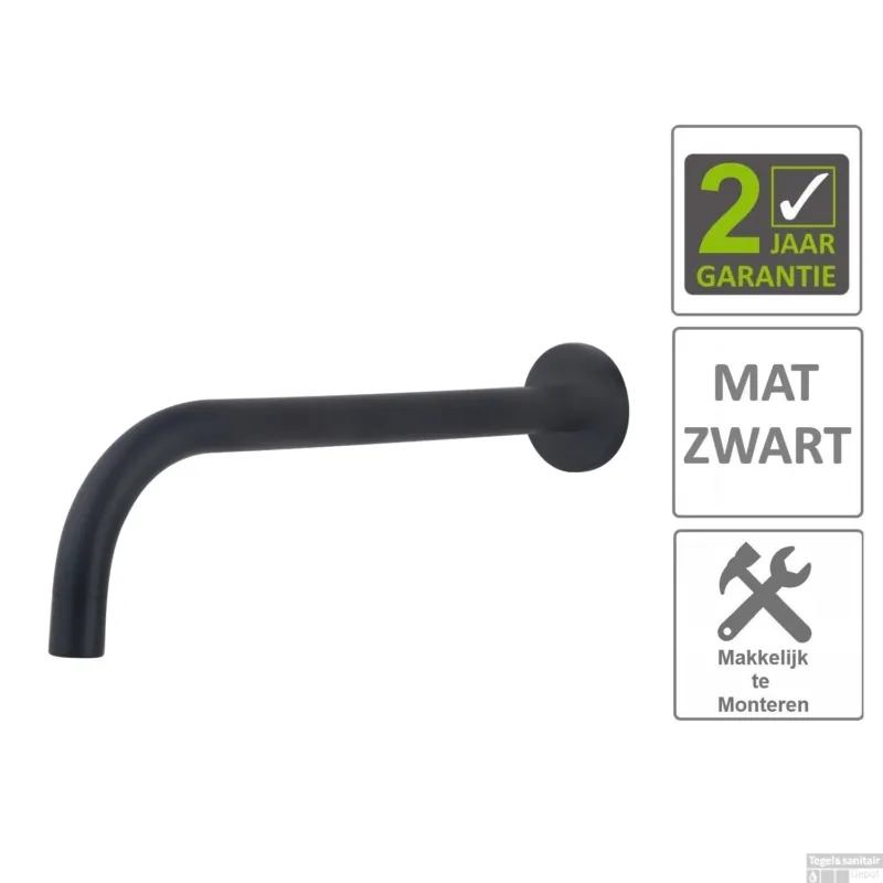 Uitloop BWS Voor Inbouwwastafelkraan Fit Rond 18 mm Uitloop 25 cm Mat Zwart Merkproduct