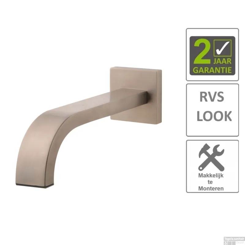 BWS Inbouwuitloop Vierkant 30cm 1/2 Geborsteld Staal Laatste Versie