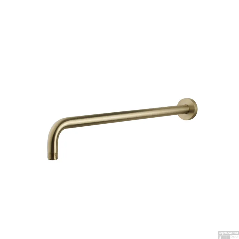 Direct Verzonden Gebogen Douche-Arm Wiesbaden Rond Muurbevestiging 45 cm Geborsteld Messing Goud