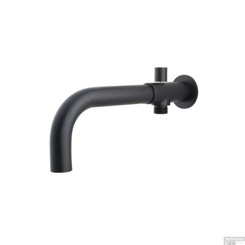 Inbouw Baduitloop Wiesbaden Met Omstel 24 cm 1/2 Mat Zwart Gereduceerde Prijs