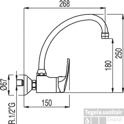 Wastafelkraan Tres Eco inbouw 17031802 Chroom Hoge Kwaliteit