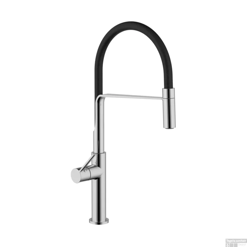 Speciale Aanbieding Sanimar Keukenmengkraan Sorrento Semi-Pro Flex Uittrekbare Slang Chroom En Zwart