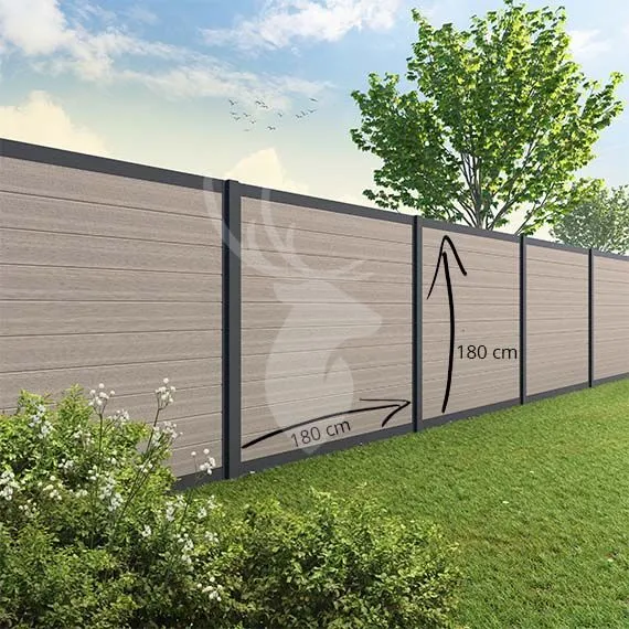 Hete Deal Velufence | Fiberdeck light grey | alu antraciet | 195x180cm