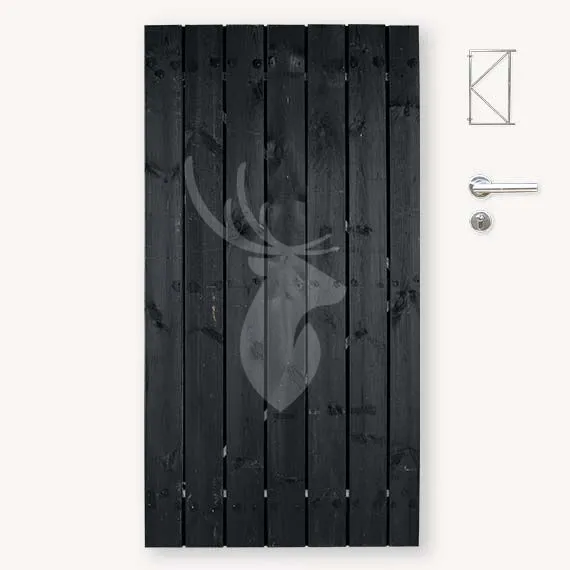Premium Tuindeur Privacy | zwart grenen | 180x90 cm