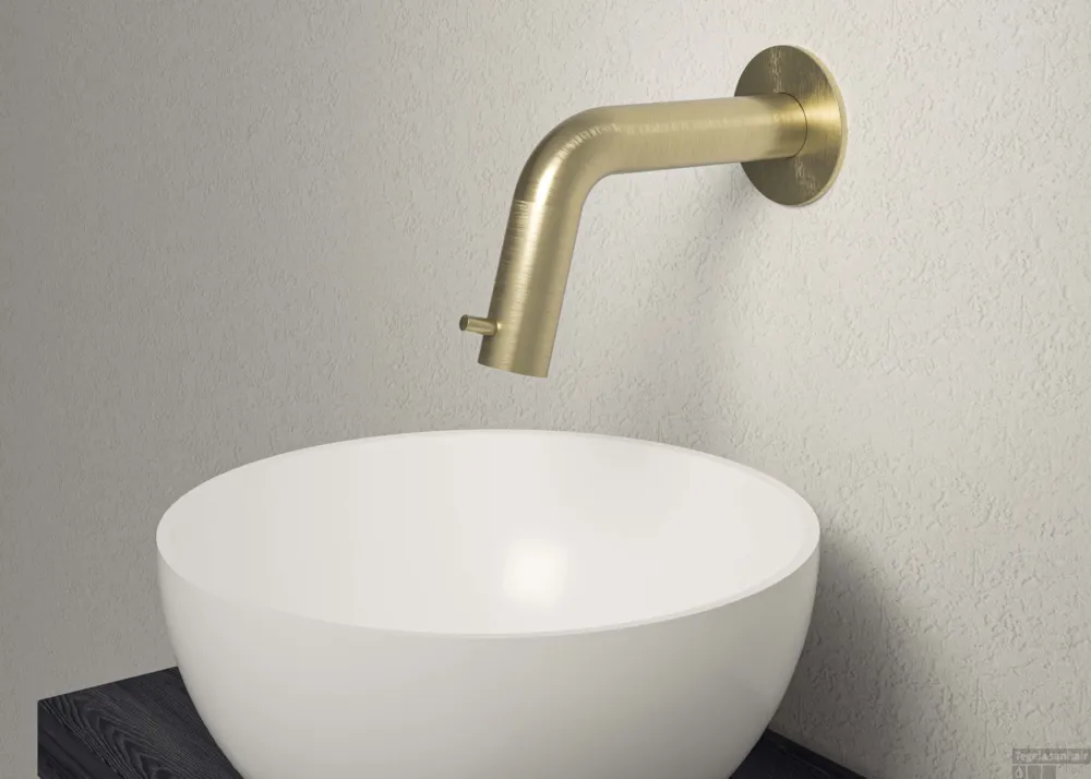 Inbouw Fonteinkraan MAY Stilo Inkortbaar, 1/2" Aansluiting Geborsteld Mat Goud PVD Betaalbaar