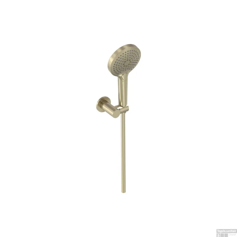 Betrouwbaar Handdoucheset MAY 3-Standen Handdouche, Verstelbare Wandsteun en Smooth Doucheslang 125 cm Geborsteld Mat Goud PVD