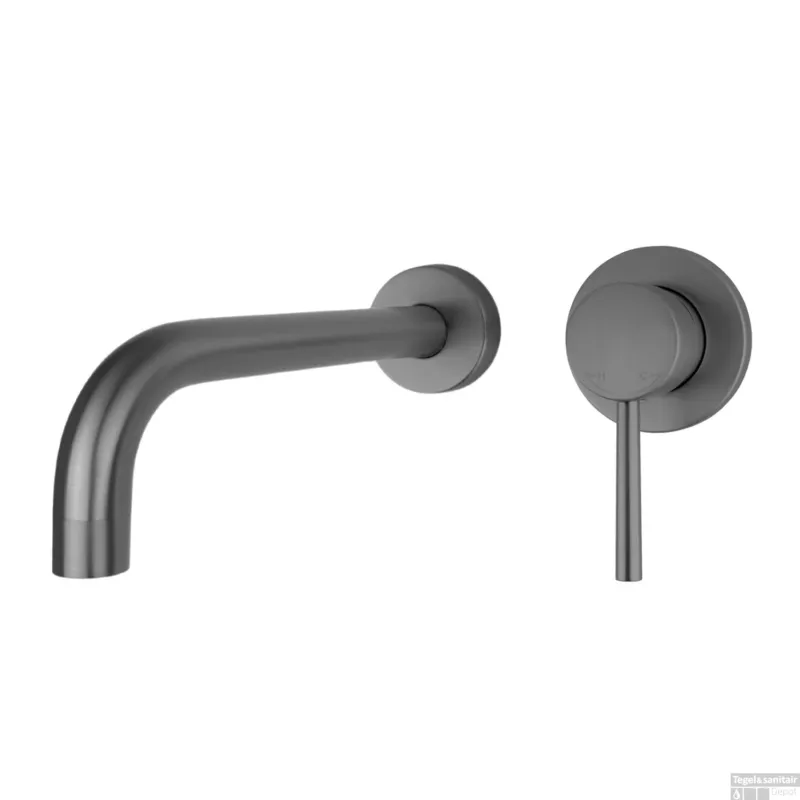 Must-Have Inbouw Wastafelmengkraan Best Design Moya-Belize Gebogen uitloop 21 cm Messing Gunmetal PVD Coating